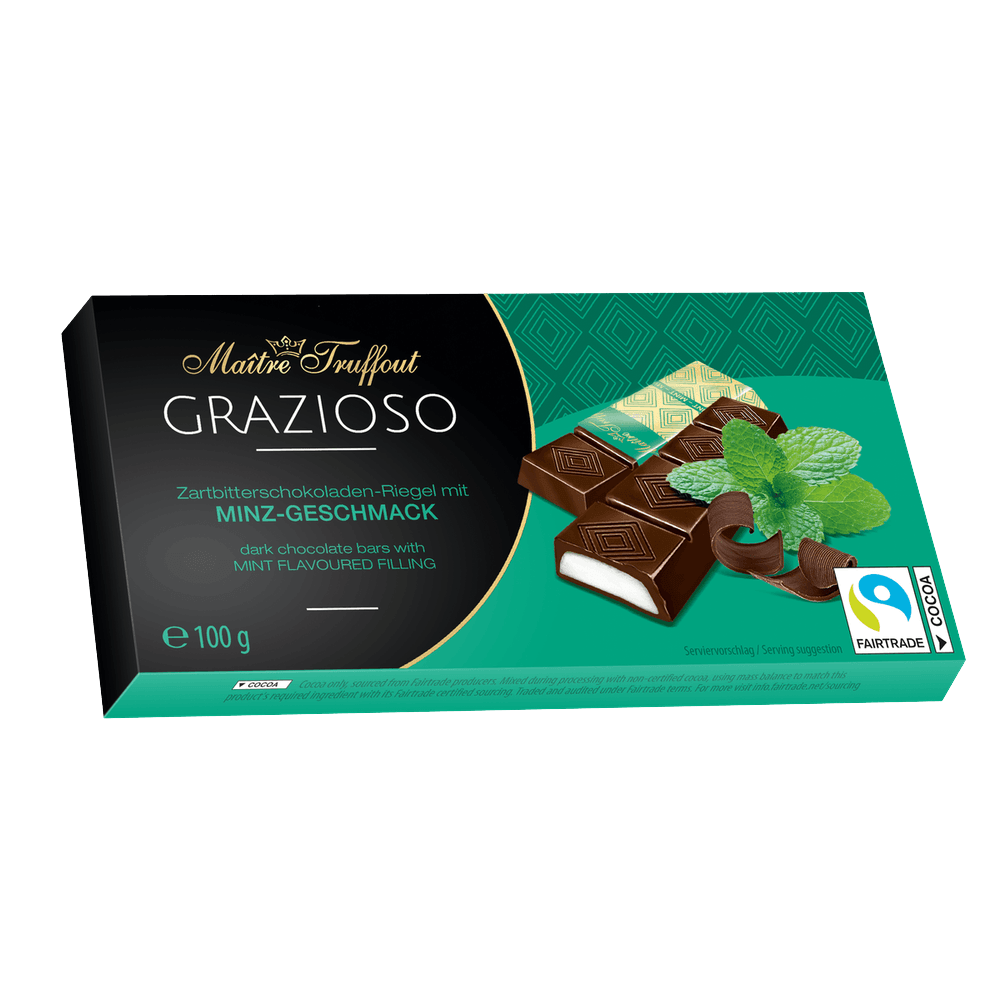 Maitre Truffout Grazioso Zartbitterschokolade mit Minzecreme 100g (8x12,5g)