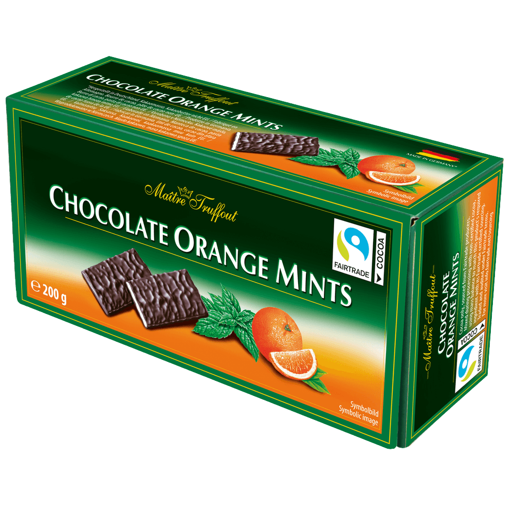 Maitre Truffout Chocolate Orange Mints - Zartbitter Täfelchen Orange/Minze