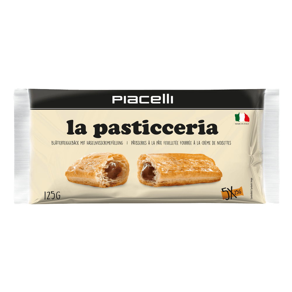 Piacelli La Pasticceria - Blätterteigröllchen mit Haselnusscremefüllung 125g