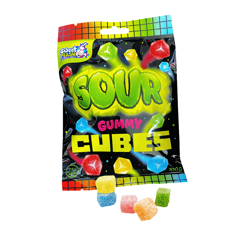 Sweet Flash Sour Gummy Cubes Fruchtgummi 100g