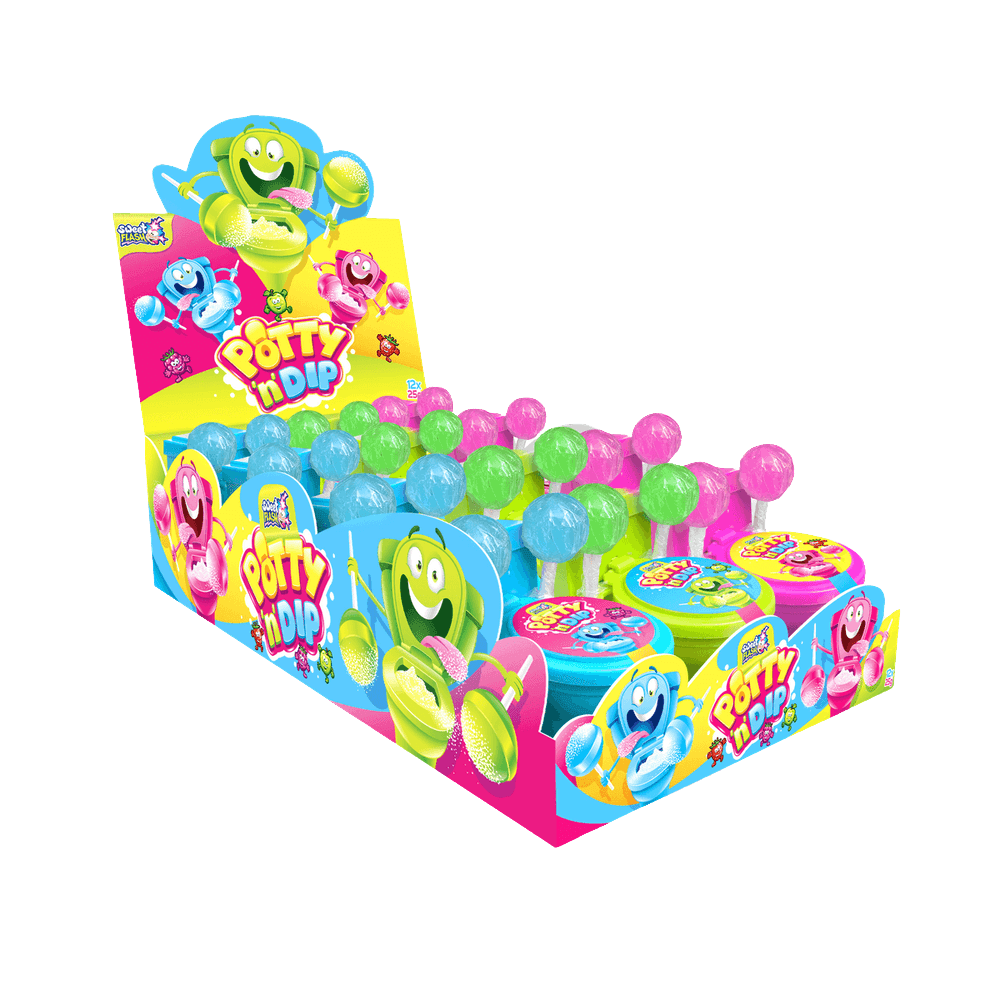 Sweet Flash Potty n Dip Lollipop & Pulver 25g