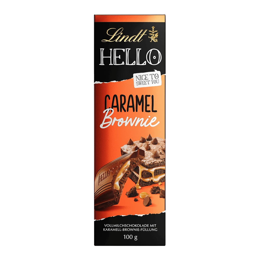 Lindt Schokolade HELLO Caramel Brownie | 100 g Tafel | Vollmilch-Schokolade