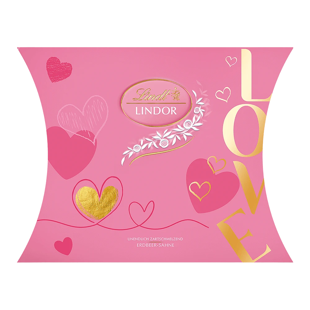 Lindt Lindor Pralinen Erdbeer Sahne Valentinstag Kissen 162g