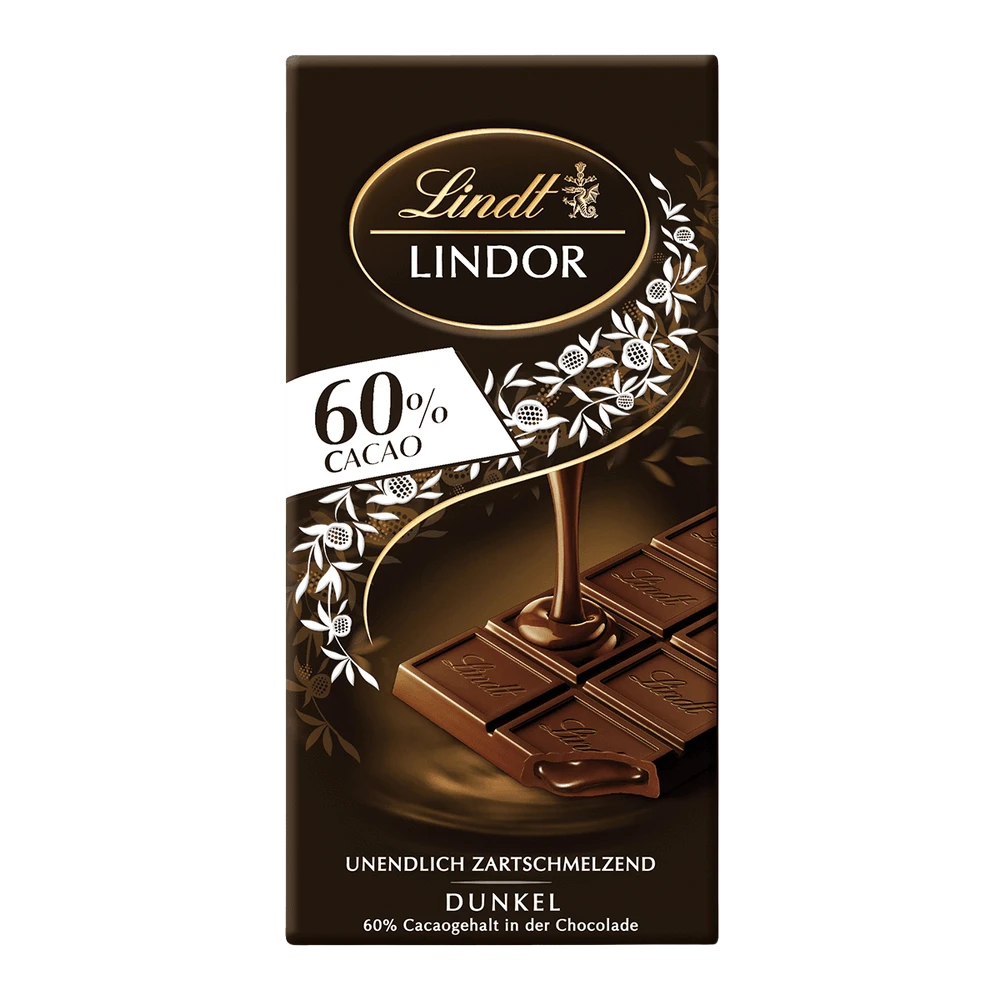Lindt LINDOR Dark 60% Edelbitter Schokolade 100g