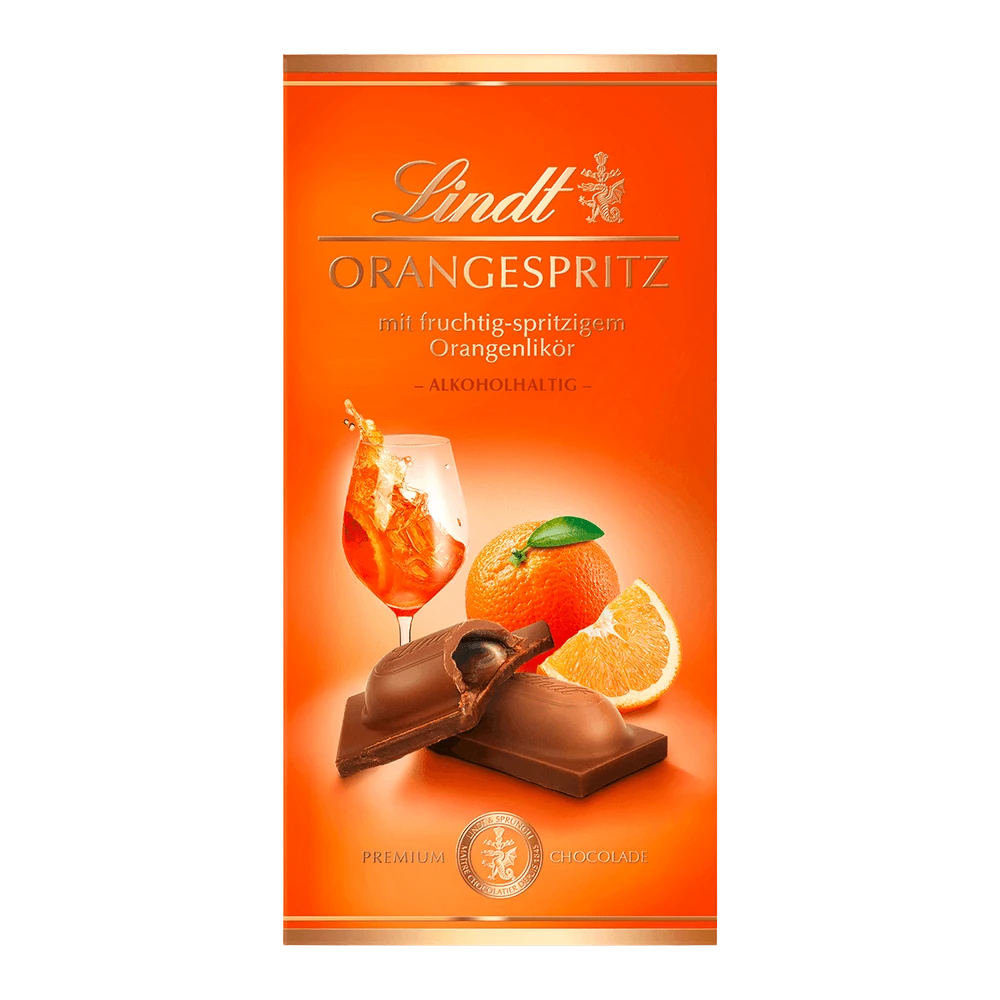 Lindt Vollmilch Schokolade Orange Spritz Füllung 100g Tafel