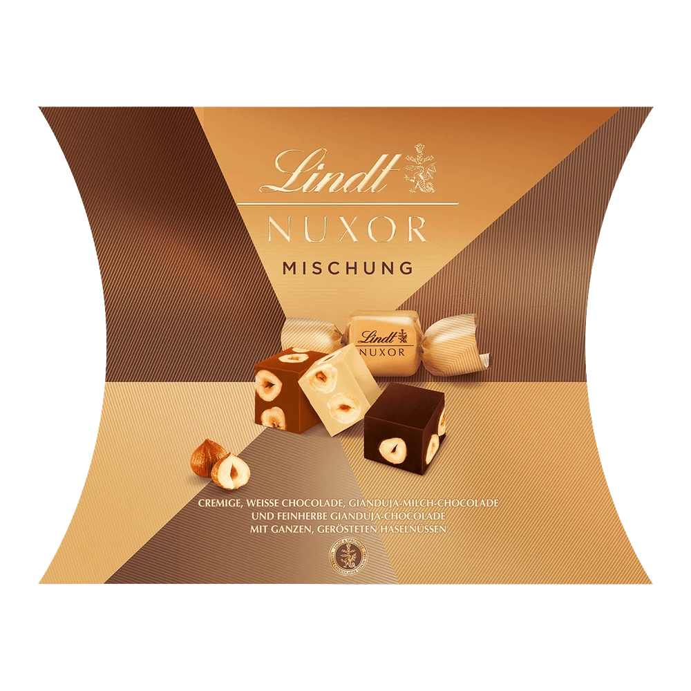 Lindt NUXOR Pralinen Gianduja Haselnuss Mischung 206g Kissenpackung