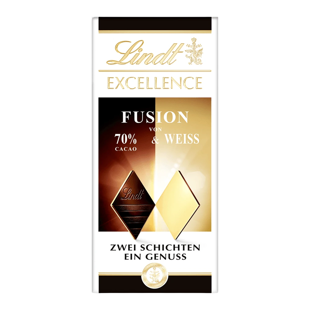 Lindt Excellence Fusion 70% Kakao & Weiße Schokolade | Zwei Schichten 100g
