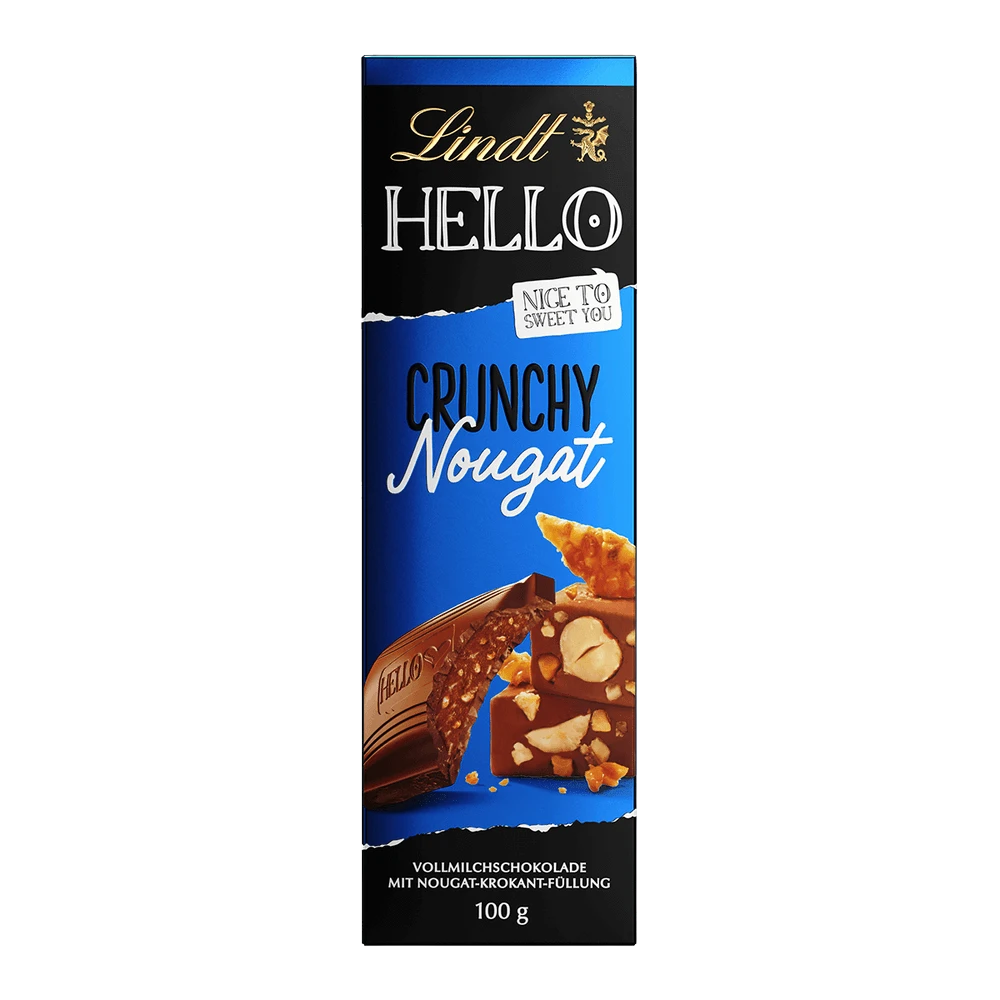 Lindt Hello Crunchy Nougat - Schokolade Nugat - 100 Gramm