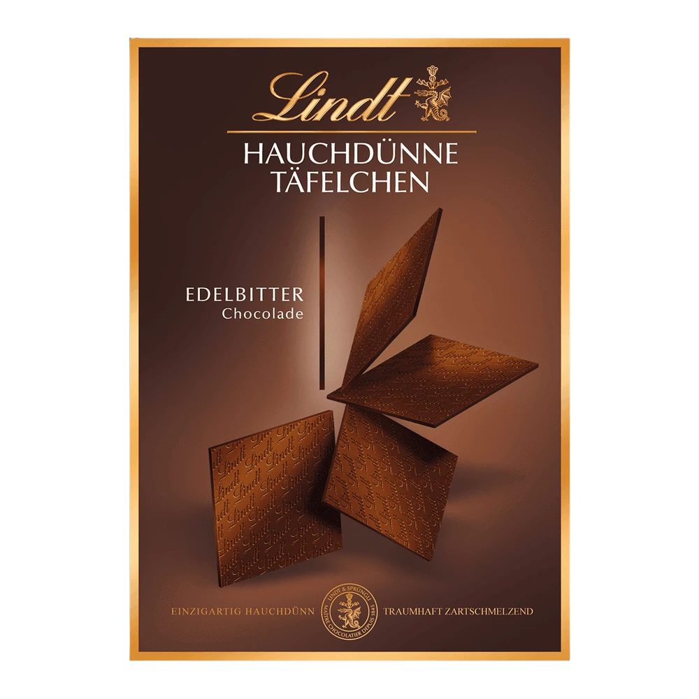 Lindt Hauchdünne Täfelchen Edelbitter | Edelbitterschokolade | Schachtel 125g