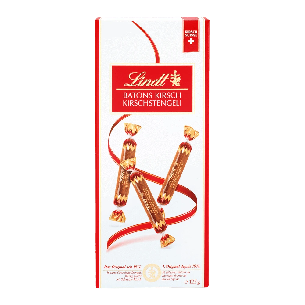 Lindt Kirsch-Stengeli, Schokoladen-Sticks, 125g Packung