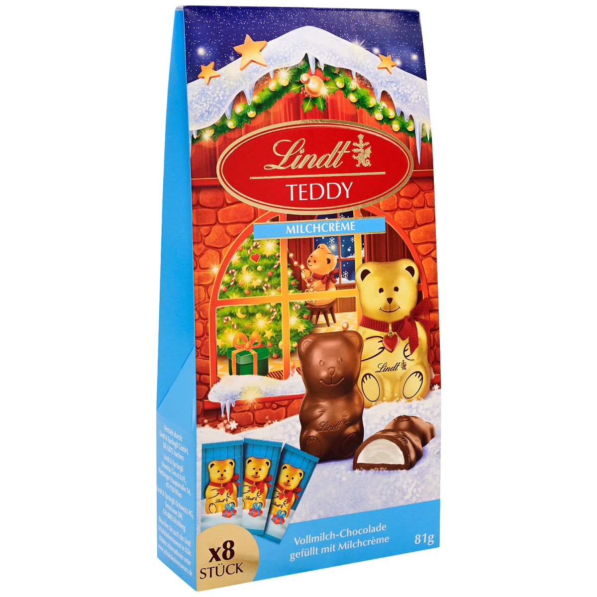 Lindt Teddy Milchcrème 81 g – Original-Geschenkpackung mit 8 Teddys