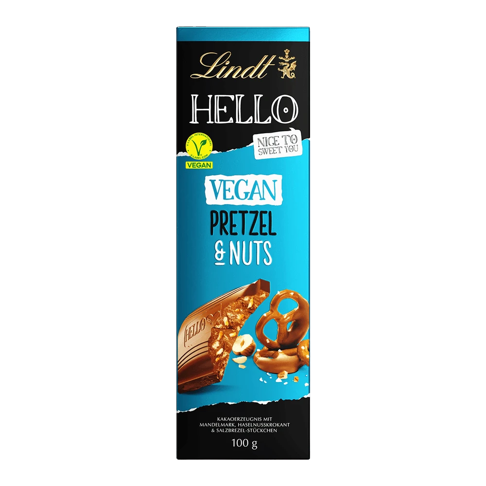 Lindt HELLO Vegan Pretzel & Nuts Vegane Schokolade mit Haferdrink 100g
