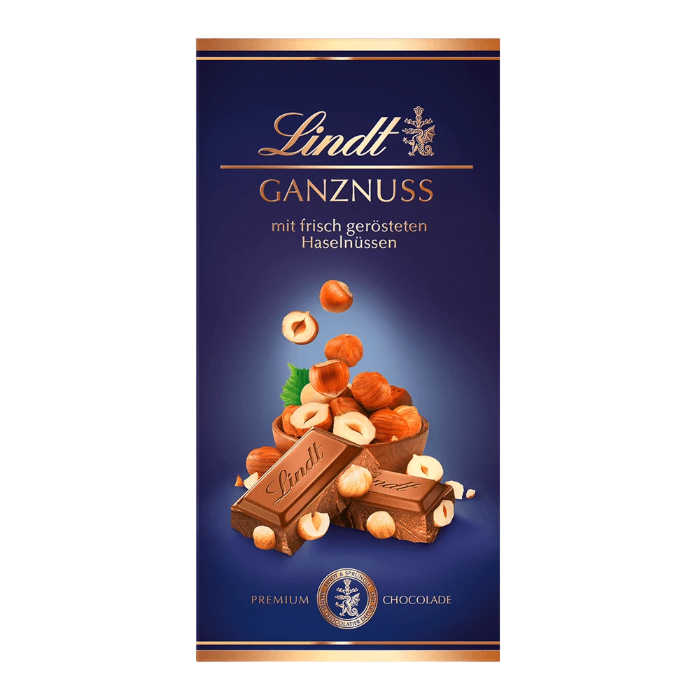 Lindt Ganznuss Schokolade 100g Tafel