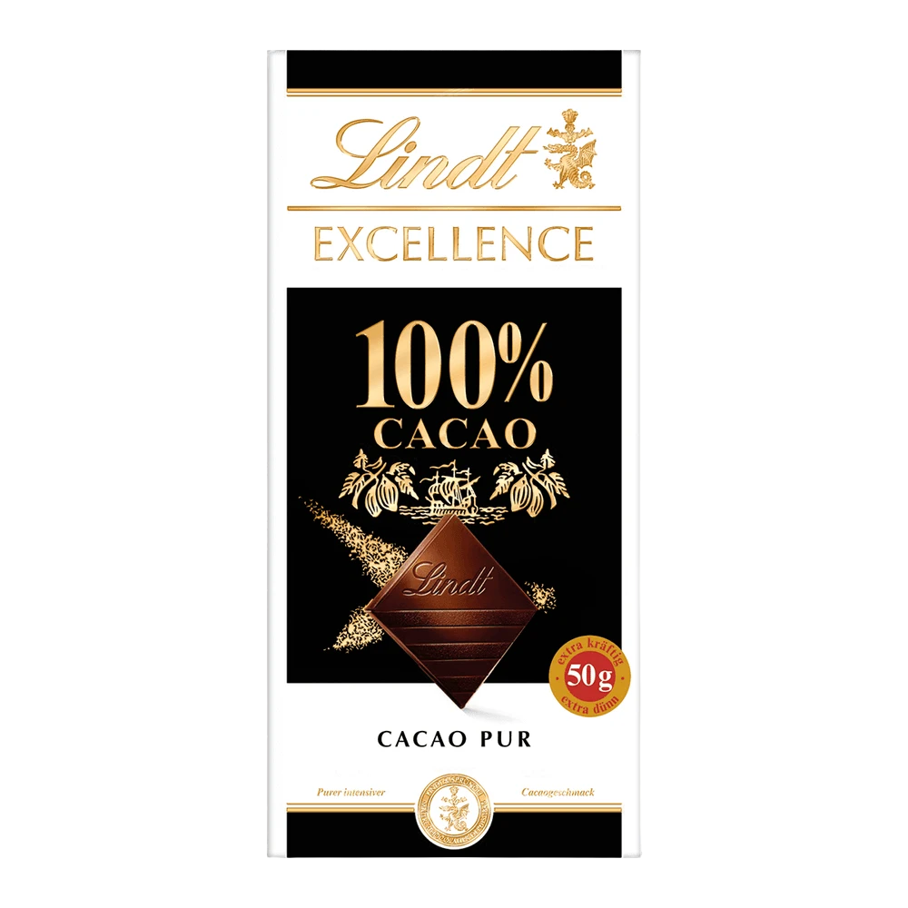 Lindt Excellence 100 Prozent Kakao Schokoladentafel Cacao pur 50g
