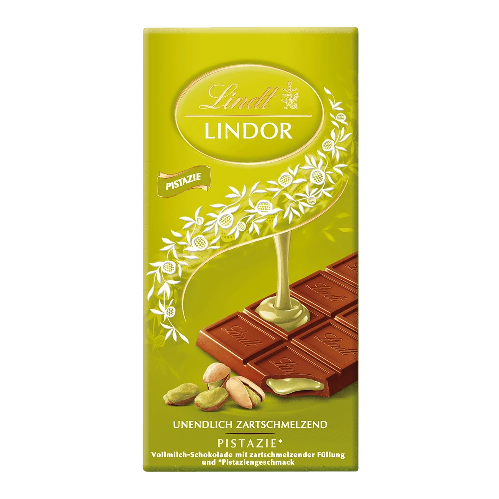 Lindt Lindor Pistazie Vollmilchschokolade mit Pistazien Füllung 100g