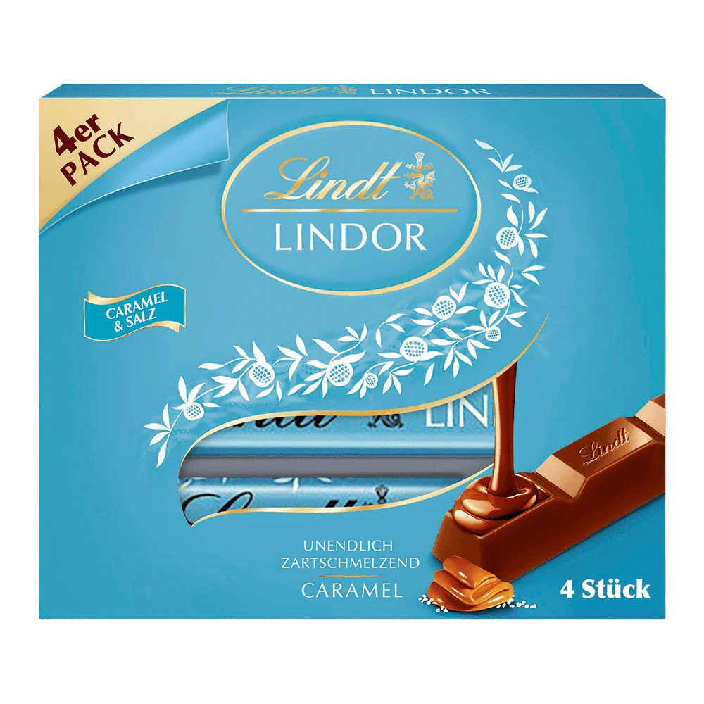 Lindt Lindor Caramel & Salz Vollmilch Sticks 4x25g