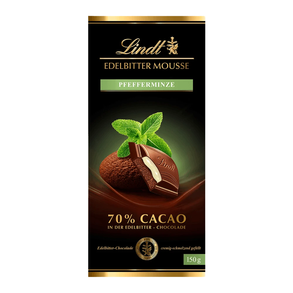 Lindt Edelbitter Mousse Minze, Schokolade, 150g Tafel
