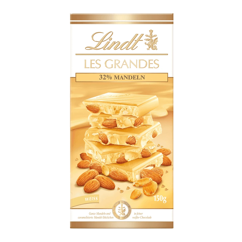 Lindt Les Grandes Amandes Blanc, Schokolade, 150g Tafel
