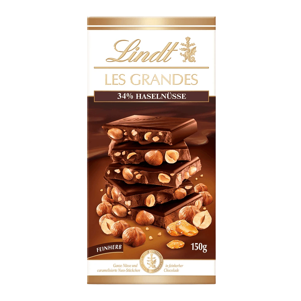 Lindt Les Grandes Feinherb 34% Haselnüsse - Schokolade - 150 Gramm