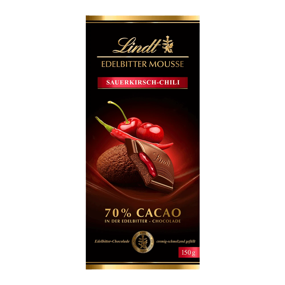 Lindt Edelbitter Mousse Schokolade - Sauerkirsch Chili - 150g