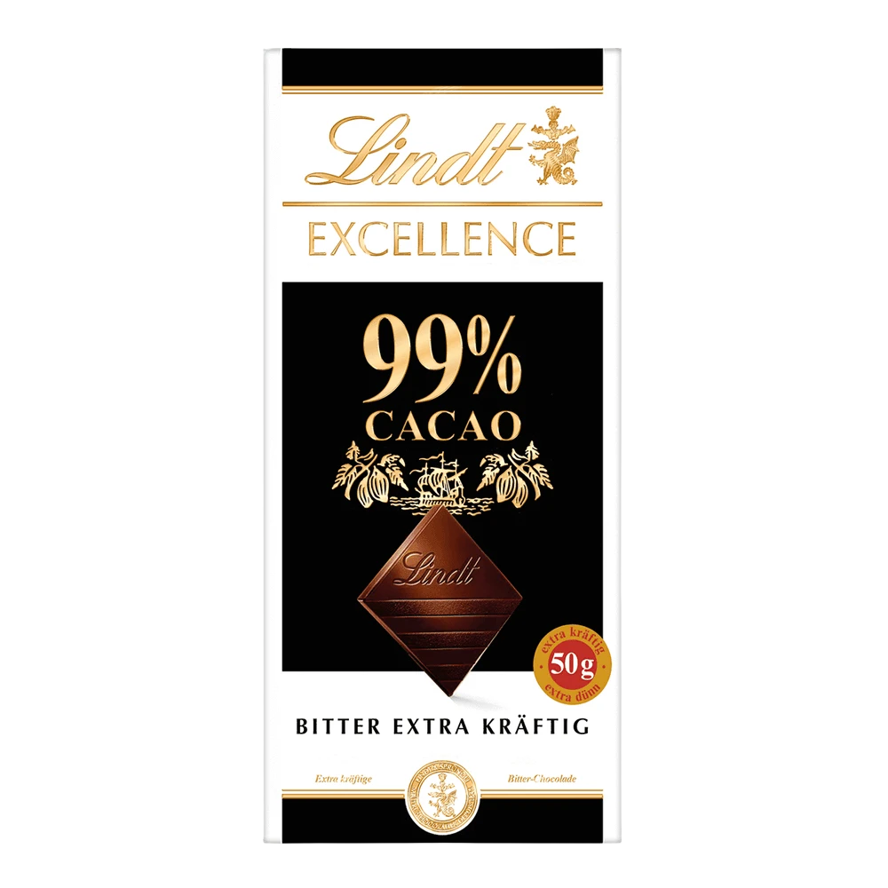 Lindt Excellence 99 Prozent Cacao Bitter extrem kräftig Tafel 50g