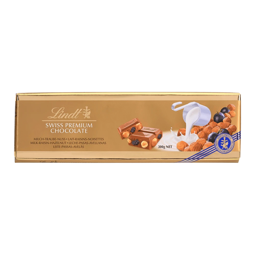 Lindt Traube Nuss Schweizer Vollmilch Swiss Premium Schokolade 300g