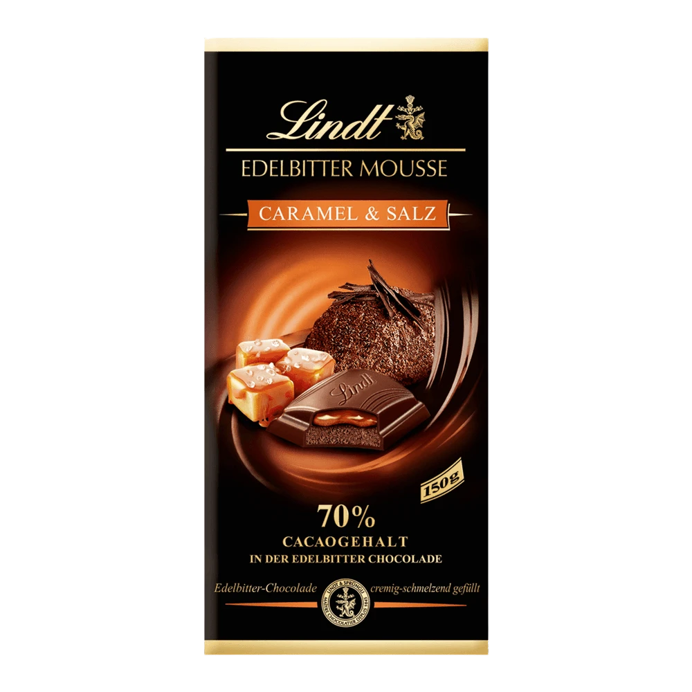 Lindt Edelbitter Mousse Caramel & Salz, 150g