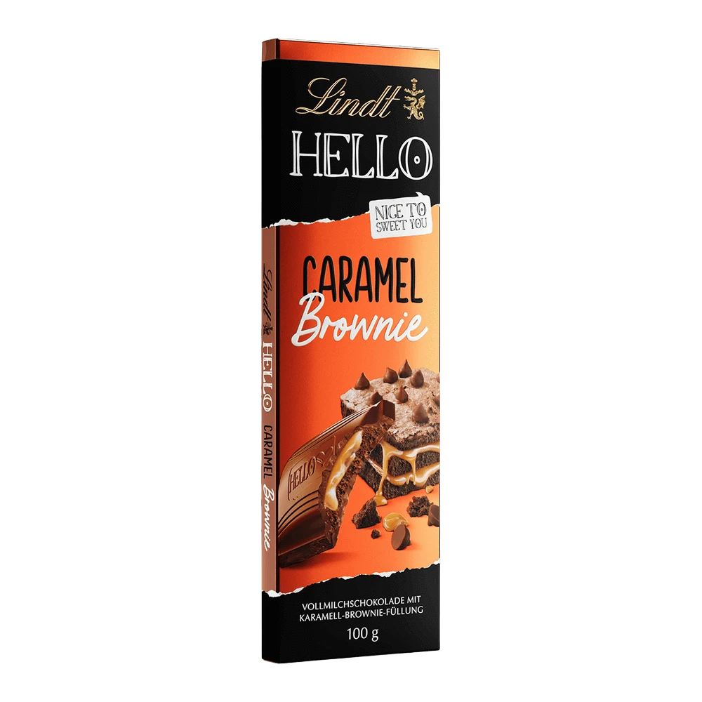 Lindt Schokolade HELLO Caramel Brownie | 100 g Tafel | Vollmilch-Schokolade