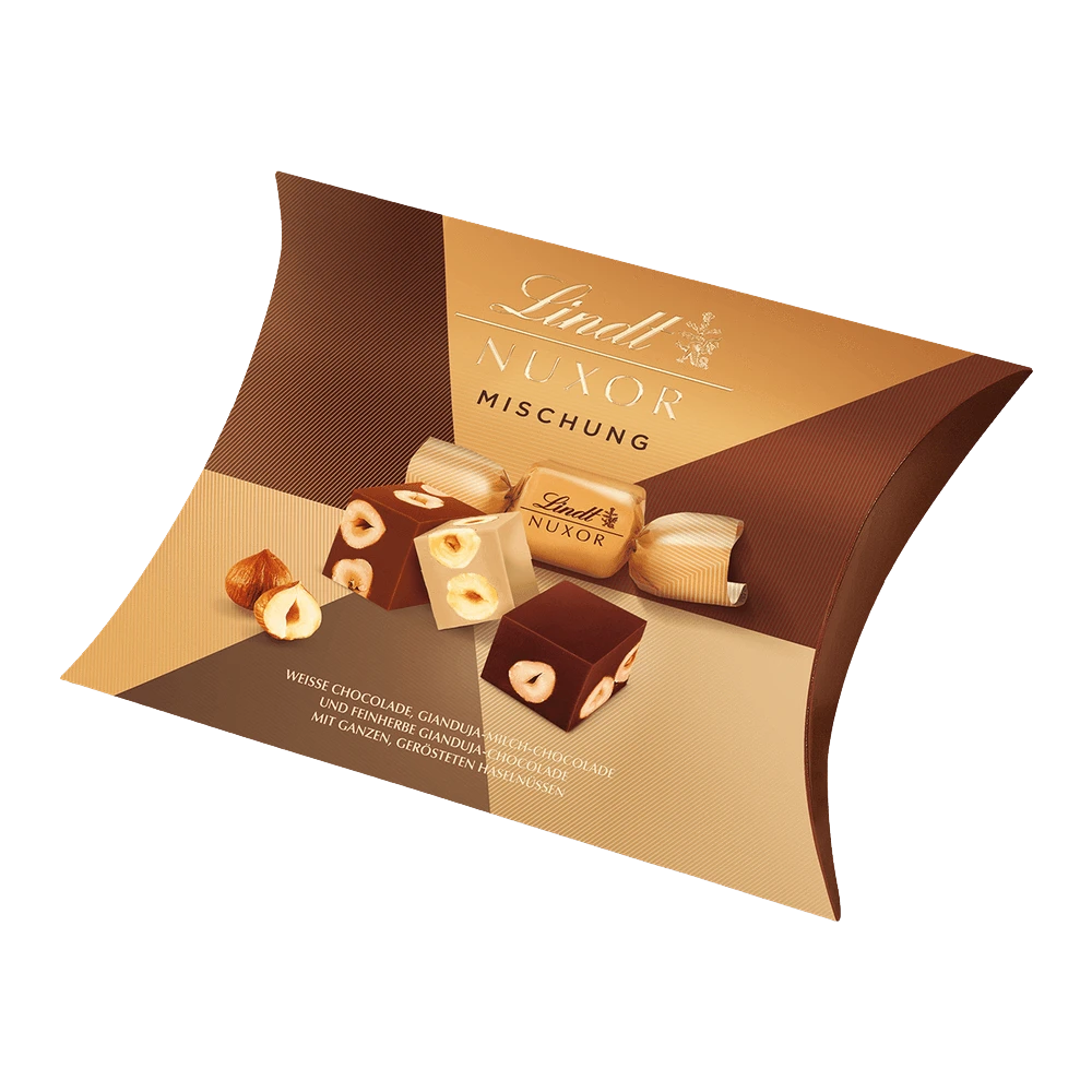 Lindt NUXOR Pralinen Gianduja Haselnuss Mischung 206g Kissenpackung