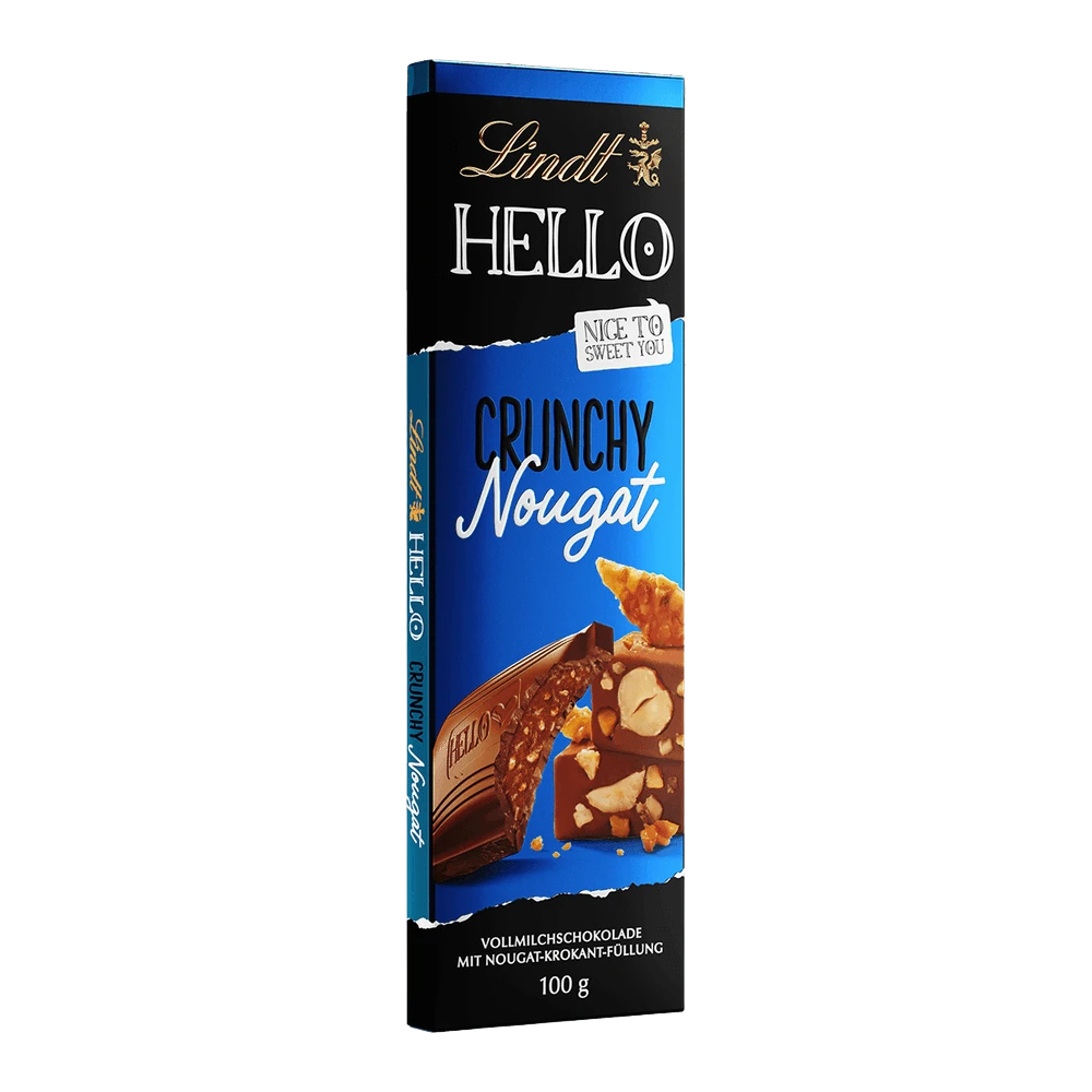 Lindt Hello Crunchy Nougat - Schokolade Nugat - 100 Gramm