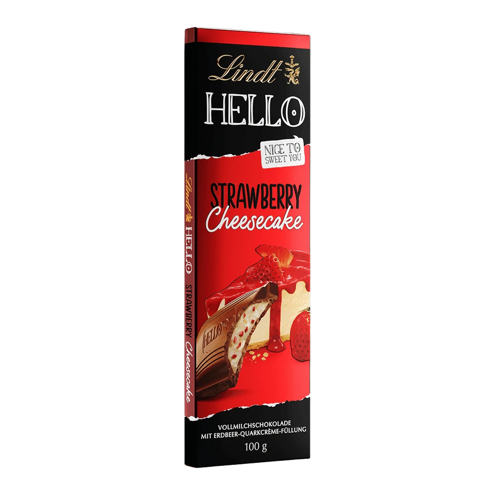 Lindt Hello Strawberry Cheesecake - Schokolade Erdbeere Käsekuchen - 100g