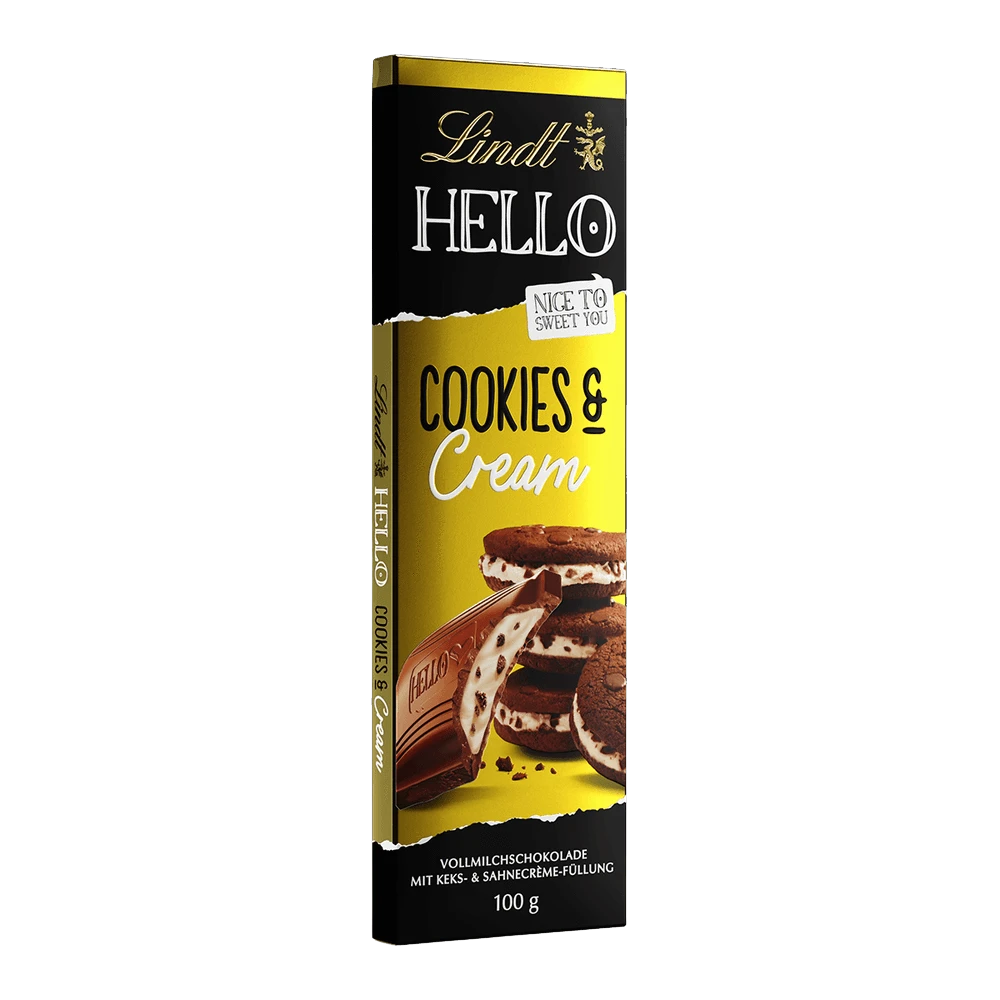 Lindt Hello Cookies & Cream, Schokolade, 100g Tafel