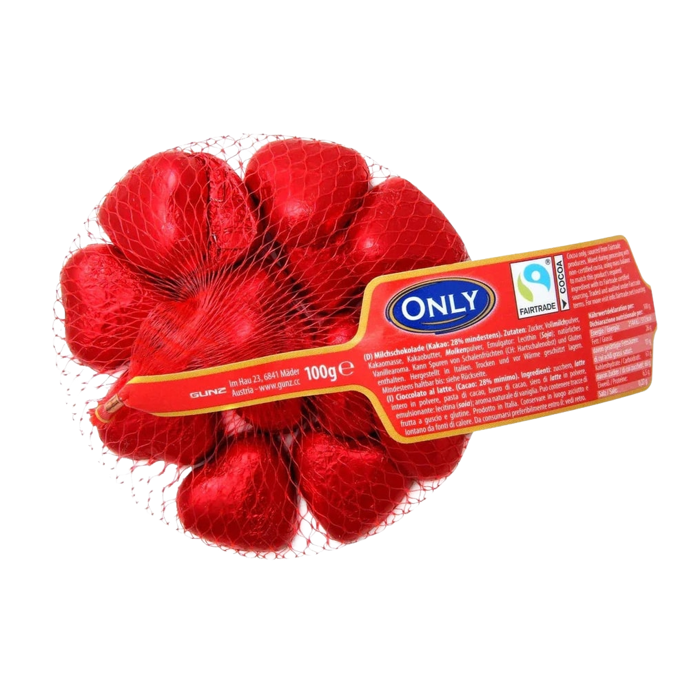 Only Herzen Milchschokolade im Netz 100g