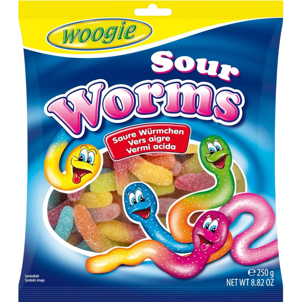 Woogie Saure Würmer Fruchtgummi Sauer Fruchtgeschmack 250g