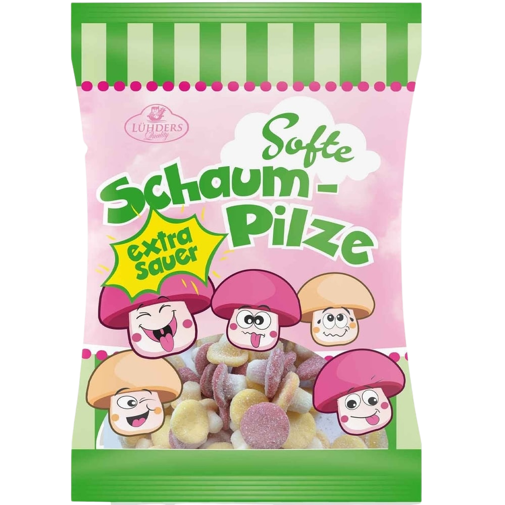 Lühders Schaumpilze extra sauer Fruchtgummi Apfel 100g