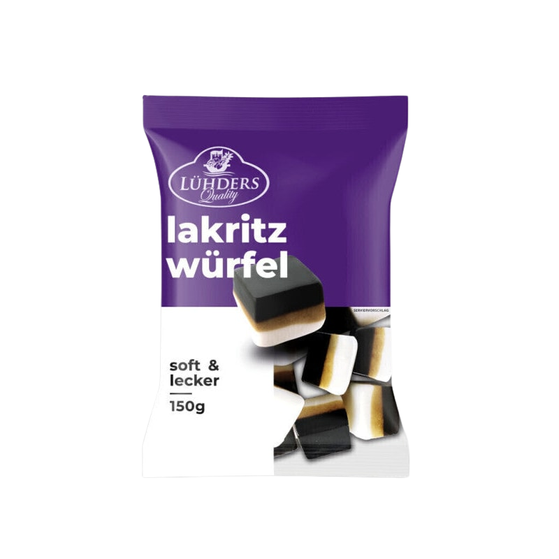 Lühders Lakritz Würfel mit Schaum 150g