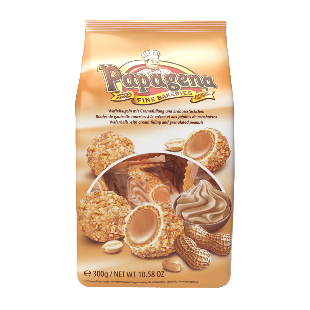 Papagena Waffelkugeln mit Erdnuss 300g