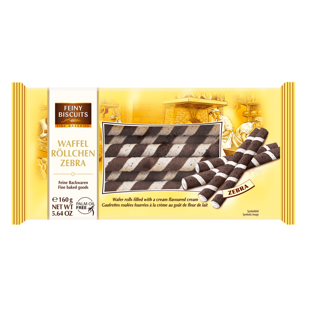 Feiny Biscuits Waffelröllchen Zebra 160g
