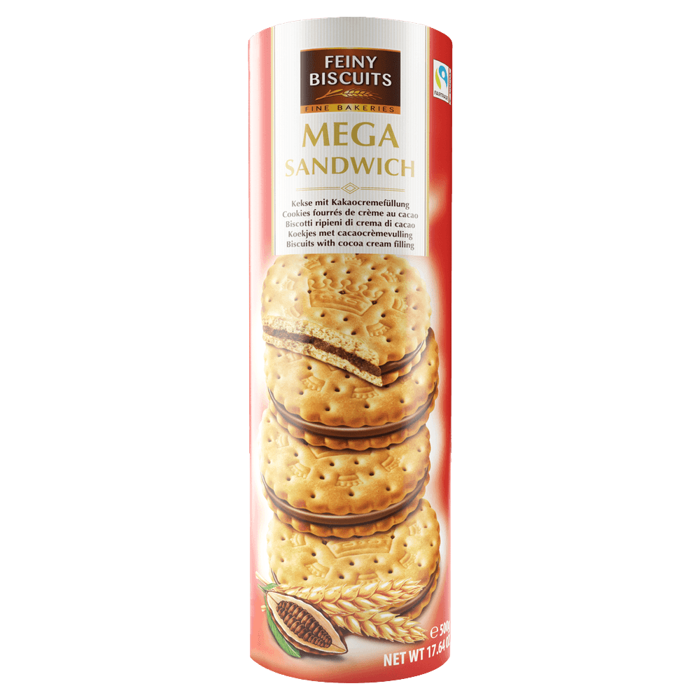 Feiny Biscuits Mega Sandwich Kekse mit Kakaocremefüllung 500g