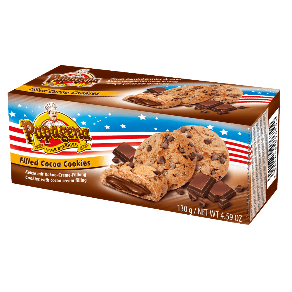 Papagena Choco Chip Cookies mit Schokoladencremefüllung 130g
