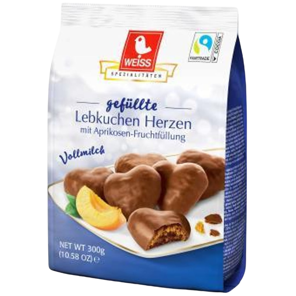 Weiss Lebkuchen Herzen Vollmilch gefüllt 300g