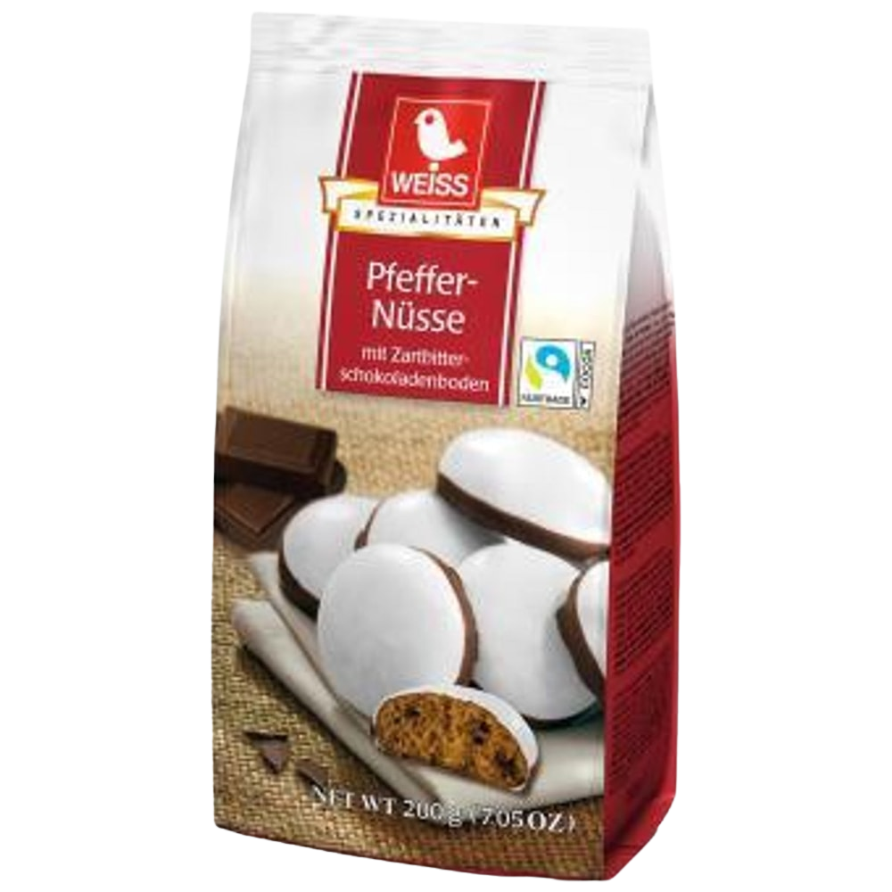Weiss Pfeffernüsse mit Schokoladenboden 200g