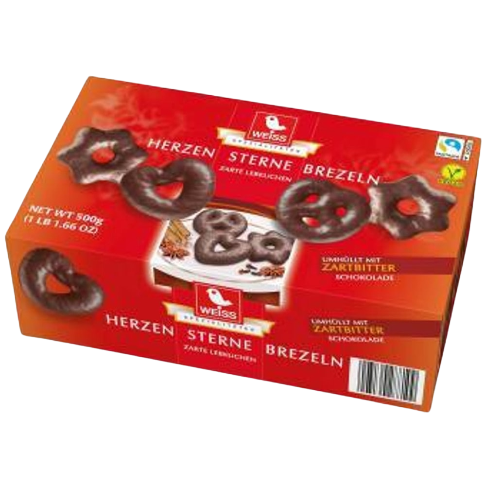 Weiss Herzen Sterne Brezeln Zartbitter 500g