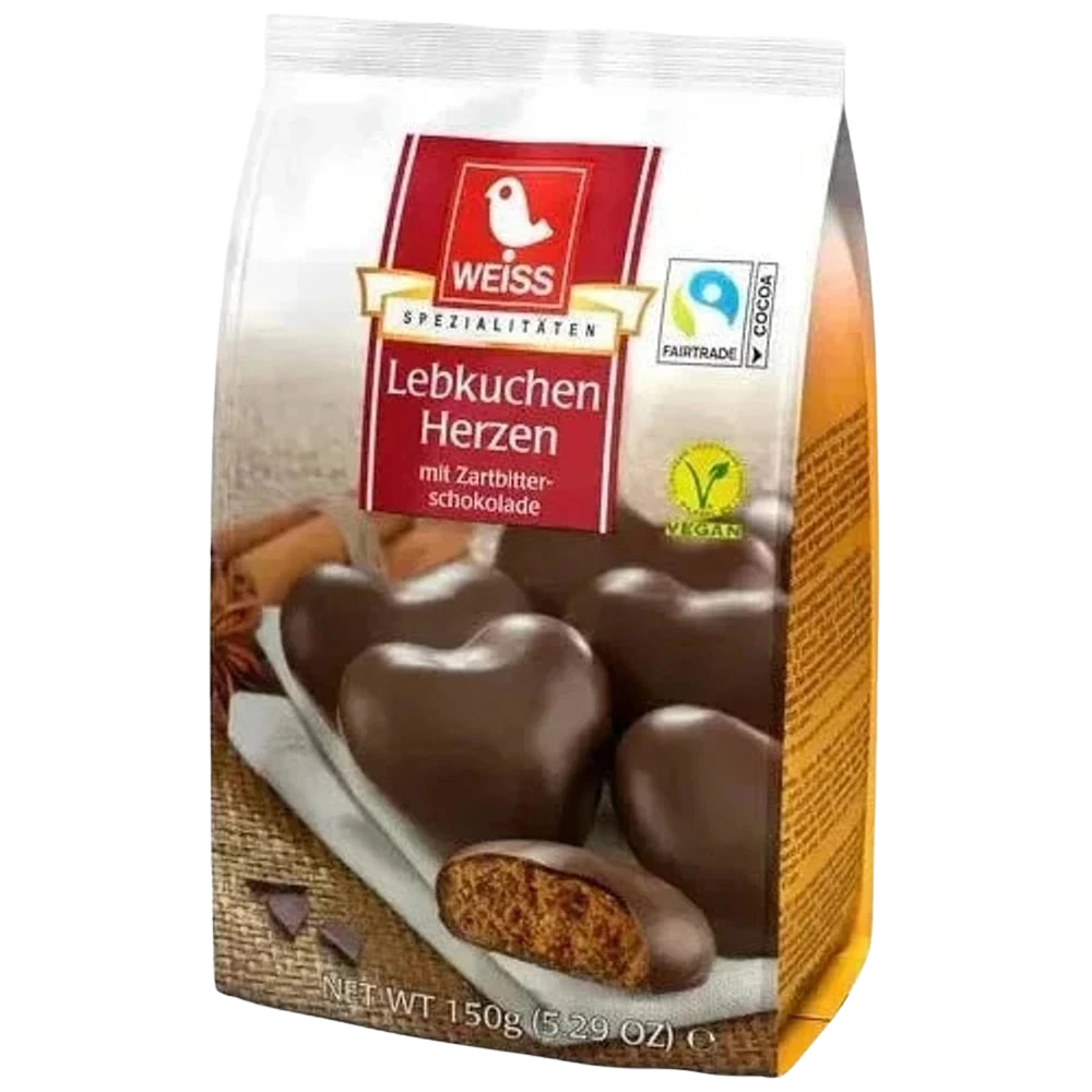 WEISS Lebkuchenherzen mit Zartbitterschokolade 150g