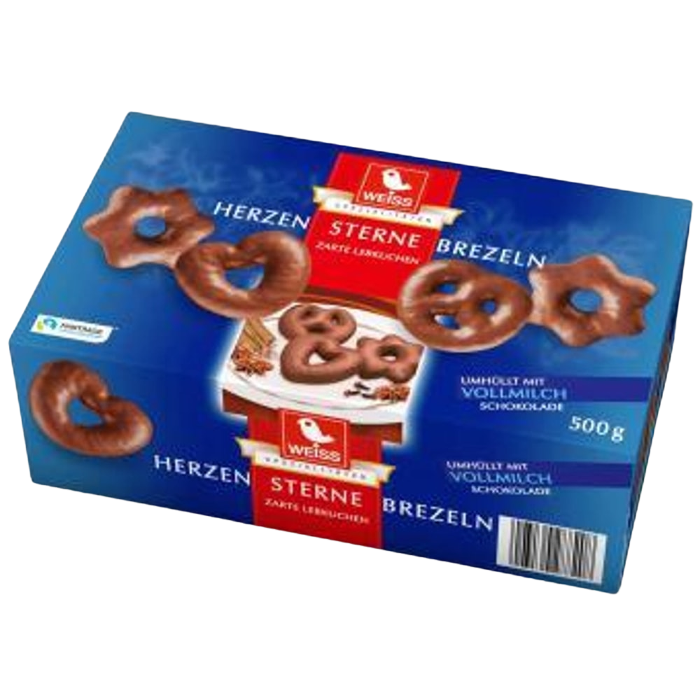 Weiss Herzen Sterne Brezeln Vollmilch 500g