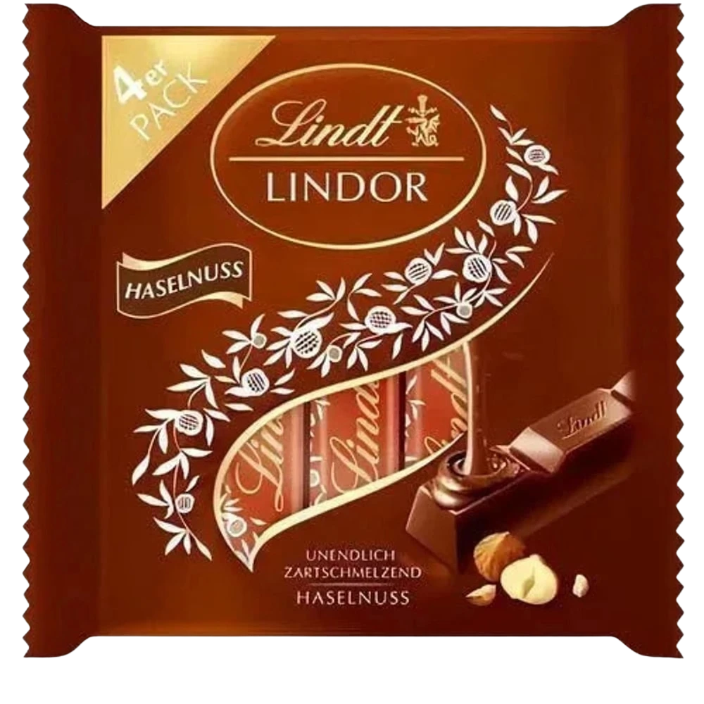 LINDOR Stick Haselnuss Multipack, 4x 25g