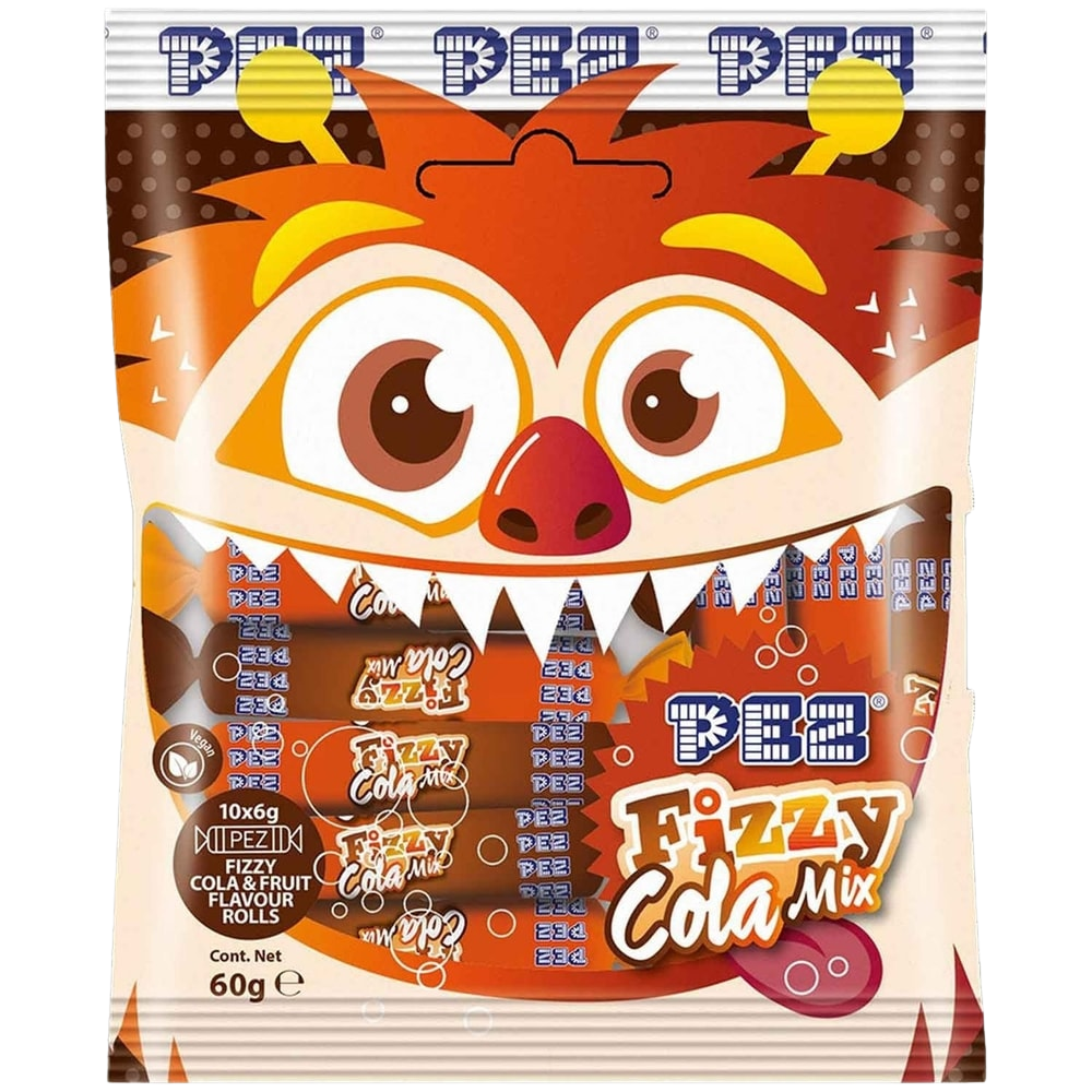 PEZ Fizzy Brausebonbon Cola Mix 10x6g = 60g Monster