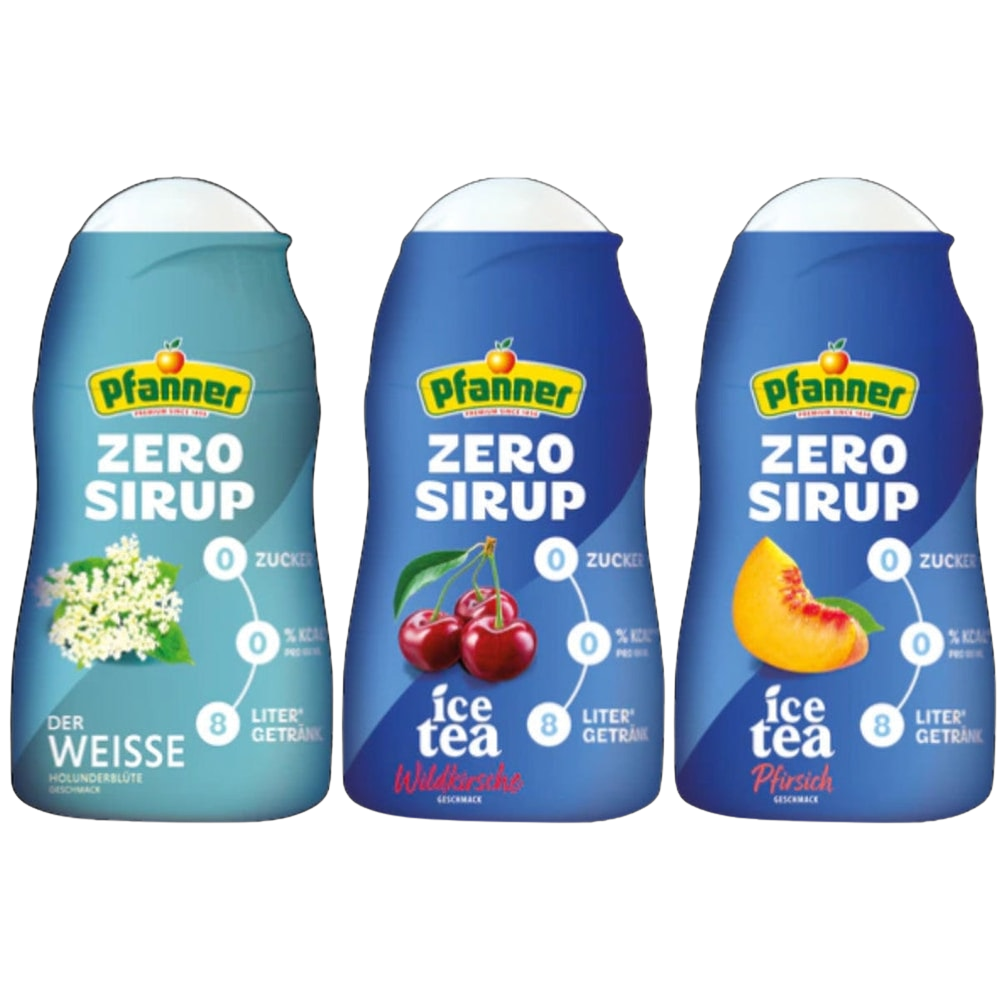 Pfanner Eistee Sirup Zero 1:140 Zitrone Holunder Pfirsich Wildkirsche 57ml