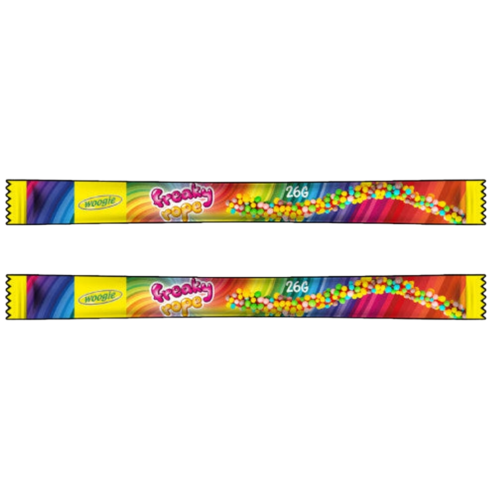 Woogie Freaky Rope Erdbeer Fruchtgummi mit Zuckerperlen 2x 26g