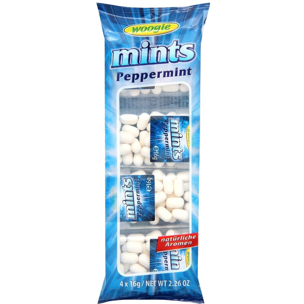 Woogie Mints Pfefferminz Zuckerdragees Peppermint 4x16g = 64g